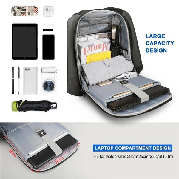 Grote foto 20l anti diefstal rugzak met usb oplader 15 6 inch schoollaptop waterafstotende tas sieraden tassen en uiterlijk rugtassen