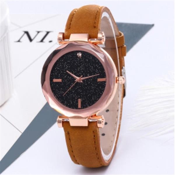 Grote foto minimalistisch sterrenhemelhorloge voor dames modieus casual lederen band riem quartz kleding dames horloges