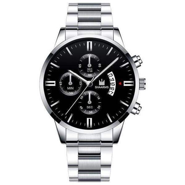 Grote foto luxe zakelijk horloge voor heren quartz roestvrijstalen band datumkalender met 3 subdials kleding dames horloges