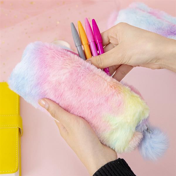 Grote foto creatief etui met regenbooggradi ntkleur etui voor schoolpennenhouder voor meisjesstudenten verzamelen overige verzamelingen