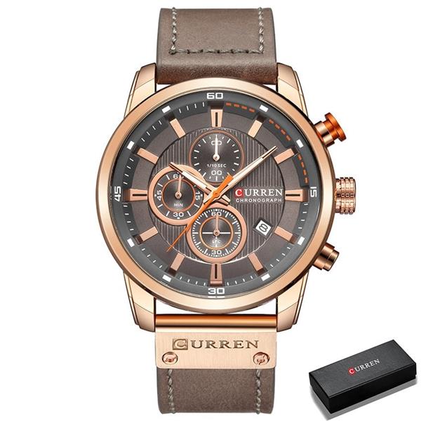 Grote foto luxe horloge voor heren met leren band quartz sportchronograaf polshorloge klok kleding dames horloges