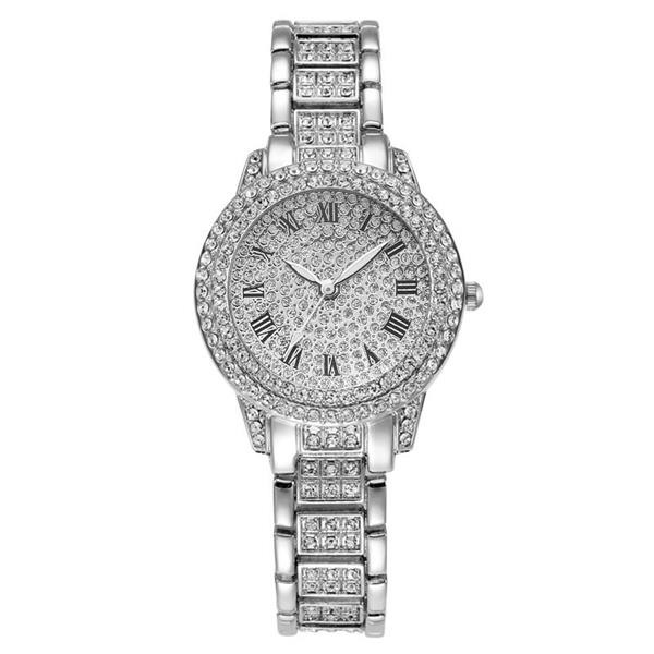Grote foto diamanten horloge met armband voor dames luxe strass quartz horloge kleding dames horloges