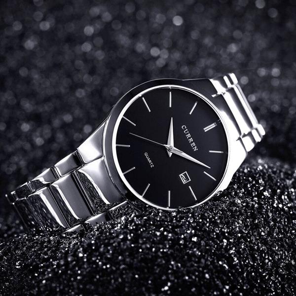 Grote foto mode eenvoudig horloge voor heren slanke roestvrijstalen band waterdicht voor heren quartz busines kleding dames horloges