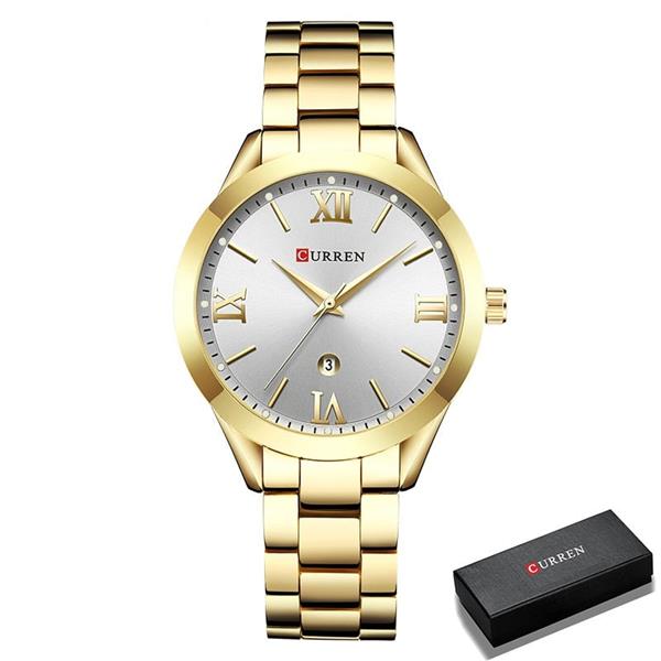 Grote foto luxe gouden horloge voor dames roestvrijstalen armband 3 atm quartz horloge polshorloge kleding dames horloges