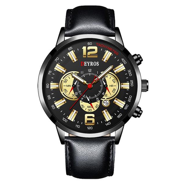 Grote foto roestvrijstalen sporthorloge voor heren quartz horloge kalender lichtgevende klok leer kleding dames horloges