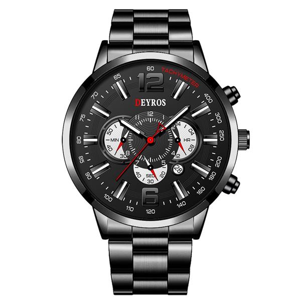 Grote foto roestvrijstalen sporthorloge voor heren quartz horloge kalender lichtgevende klok leer kleding dames horloges