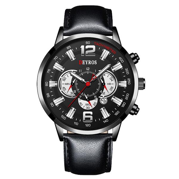 Grote foto roestvrijstalen sporthorloge voor heren quartz horloge kalender lichtgevende klok leer kleding dames horloges