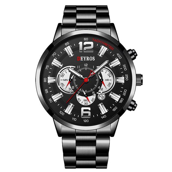 Grote foto roestvrijstalen sporthorloge voor heren quartz horloge kalender lichtgevende klok leer kleding dames horloges