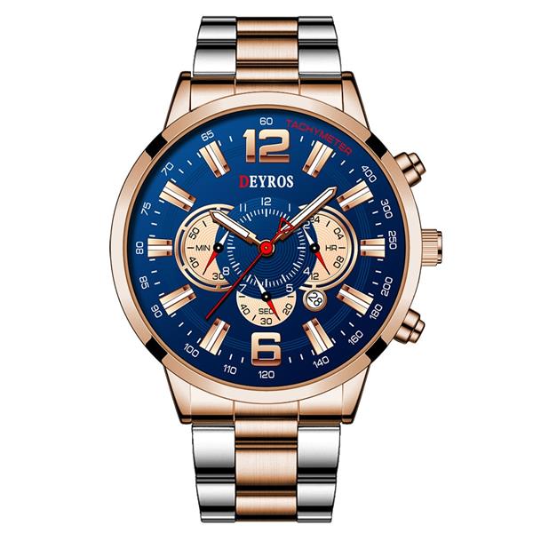 Grote foto roestvrijstalen sporthorloge voor heren quartz horloge kalender lichtgevende klok leer kleding dames horloges