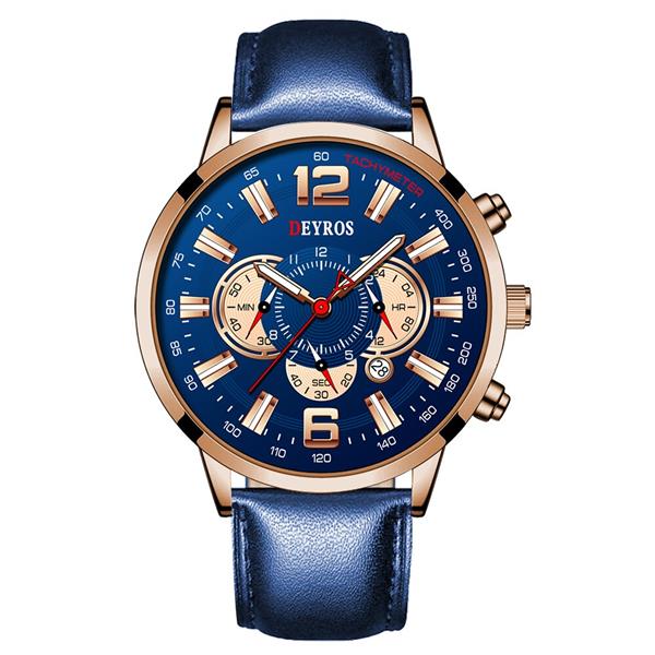 Grote foto roestvrijstalen sporthorloge voor heren quartz horloge kalender lichtgevende klok leer kleding dames horloges