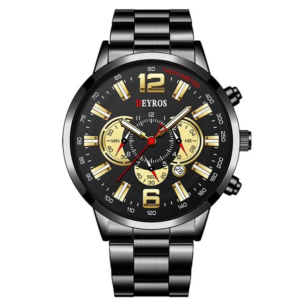 Grote foto roestvrijstalen sporthorloge voor heren quartz horloge kalender lichtgevende klok leer kleding dames horloges