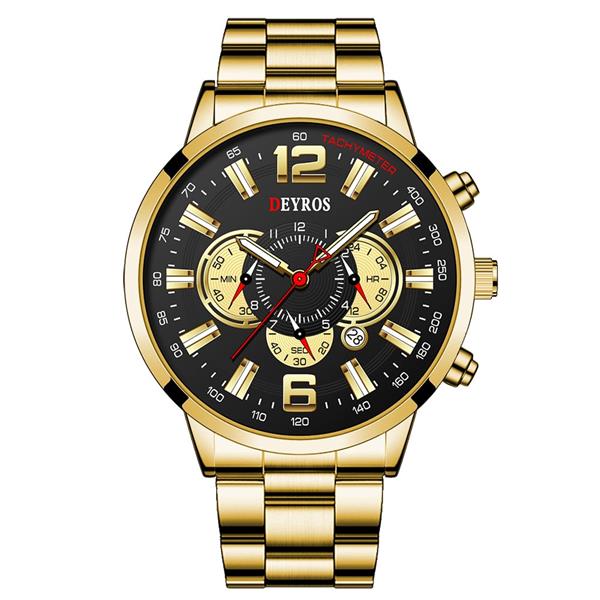 Grote foto roestvrijstalen sporthorloge voor heren quartz horloge kalender lichtgevende klok leer kleding dames horloges