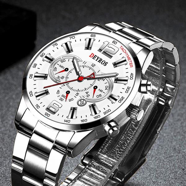 Grote foto roestvrijstalen sporthorloge voor heren quartz horloge kalender lichtgevende klok leer kleding dames horloges