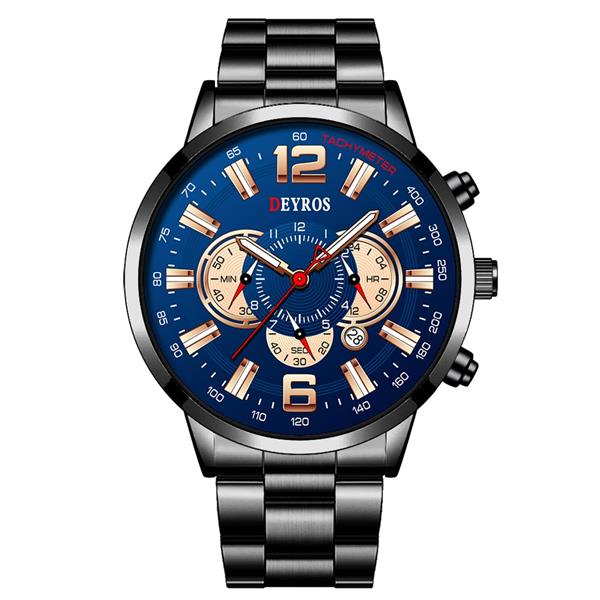 Grote foto roestvrijstalen sporthorloge voor heren quartz horloge kalender lichtgevende klok leer kleding dames horloges
