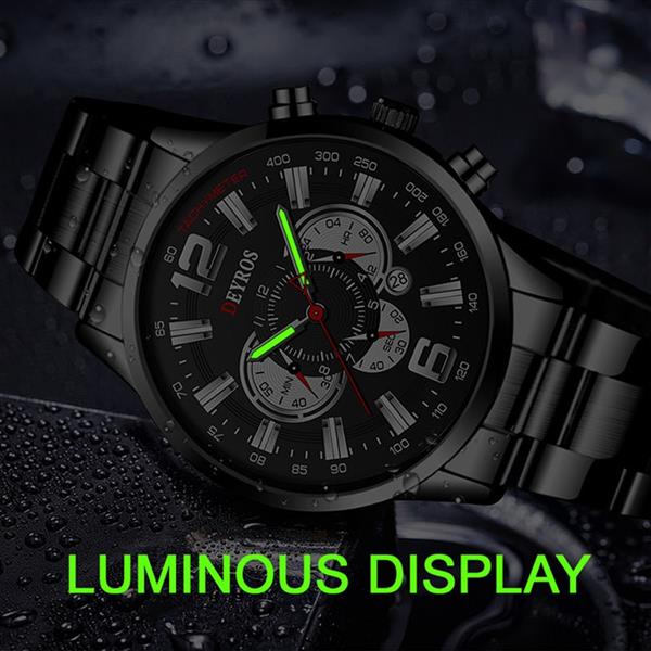 Grote foto roestvrijstalen sporthorloge voor heren quartz horloge kalender lichtgevende klok leer kleding dames horloges