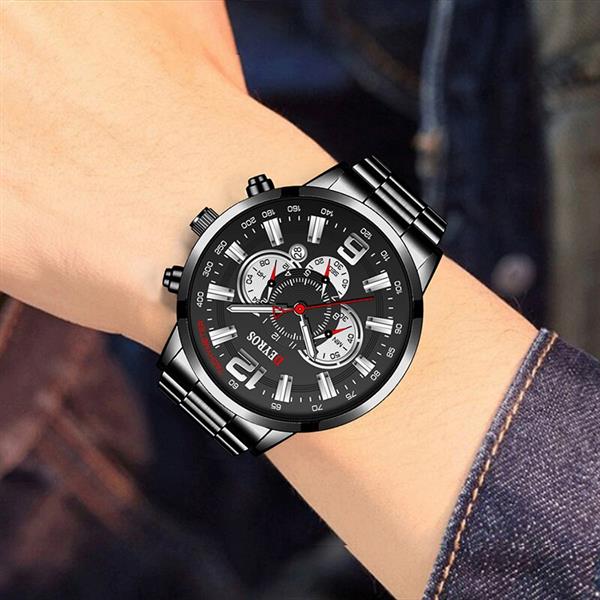 Grote foto roestvrijstalen sporthorloge voor heren quartz horloge kalender lichtgevende klok leer kleding dames horloges