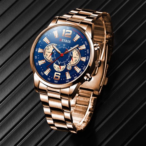 Grote foto roestvrijstalen sporthorloge voor heren quartz horloge kalender lichtgevende klok leer kleding dames horloges