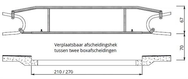 Grote foto verplaatsbaar afscheidingshek tussen twee boxafscheidingen lengte 210 270 cm dieren en toebehoren runderen