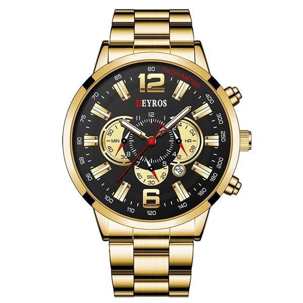 Grote foto roestvrijstalen sporthorloge voor heren quartz horloge kalender lichtgevende klok staal kleding dames horloges