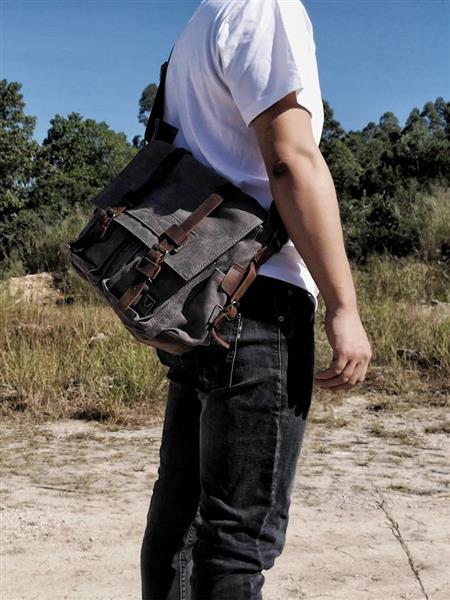 Grote foto mannen canvas lederen messengertas grote tas schouder aktetas reishandtas kleding dames onderdelen en accessoires