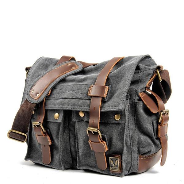 Grote foto mannen canvas lederen messengertas grote tas schouder aktetas reishandtas kleding dames onderdelen en accessoires