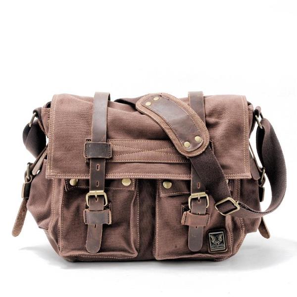 Grote foto mannen canvas lederen messengertas grote tas schouder aktetas reishandtas kleding dames onderdelen en accessoires
