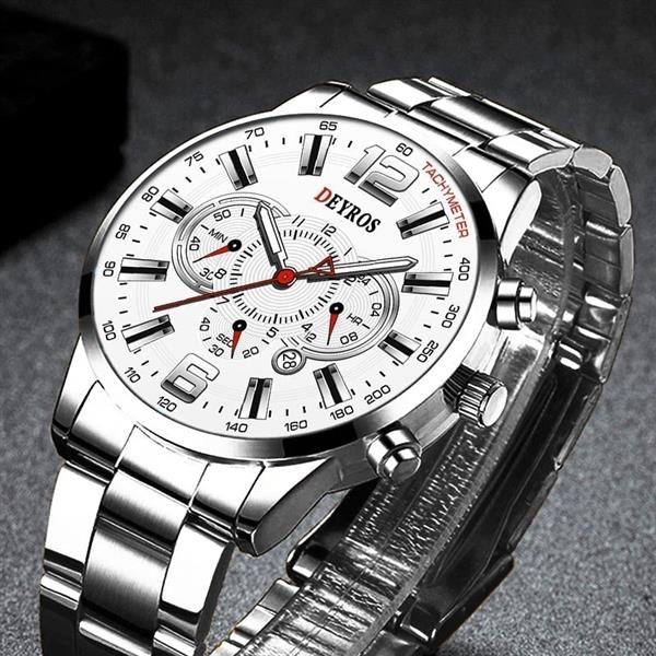 Grote foto roestvrijstalen sporthorloge voor heren quartz horloge kalender lichtgevende klok staal kleding dames horloges
