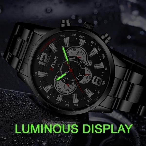 Grote foto roestvrijstalen sporthorloge voor heren quartz horloge kalender lichtgevende klok staal kleding dames horloges