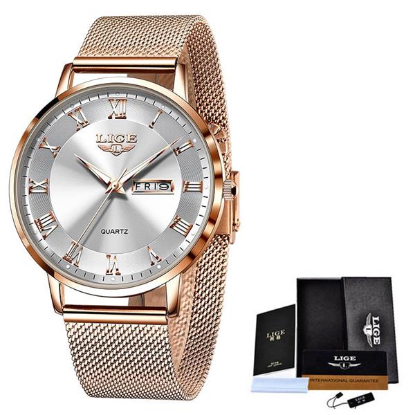 Grote foto ultradun luxe horloge voor dames quartz kalenderklok roestvrij staal waterdicht horloge kleding dames horloges