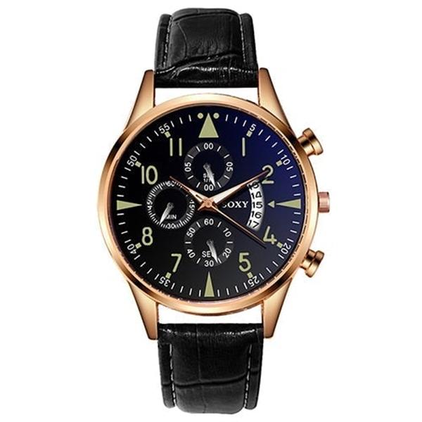 Grote foto stijlvol luxe horloge voor heren lichtgevende quartz horloge lederen band met kalender kleding dames horloges