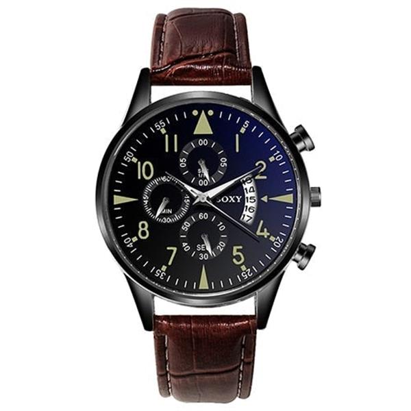 Grote foto stijlvol luxe horloge voor heren lichtgevende quartz horloge lederen band met kalender kleding dames horloges