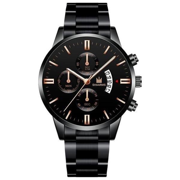 Grote foto luxe zakelijk horloge voor heren quartz roestvrijstalen band datumkalender met 3 subdials kleding dames horloges