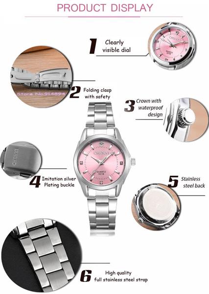 Grote foto casual luxe horloge voor dames waterdicht strass horloge roestvrij stalen armband kleding dames horloges