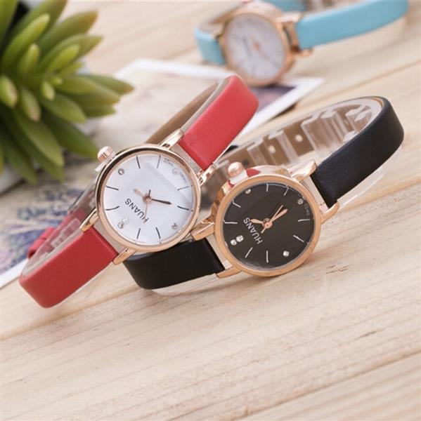 Grote foto vintage horloge met kleine wijzerplaat voor dames lederen band armband quartz klok polshorloge kleding dames horloges