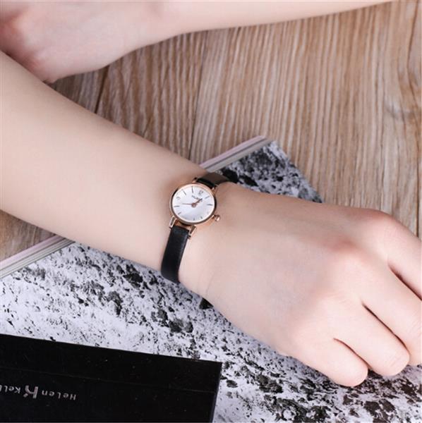 Grote foto vintage horloge met kleine wijzerplaat voor dames lederen band armband quartz klok polshorloge kleding dames horloges