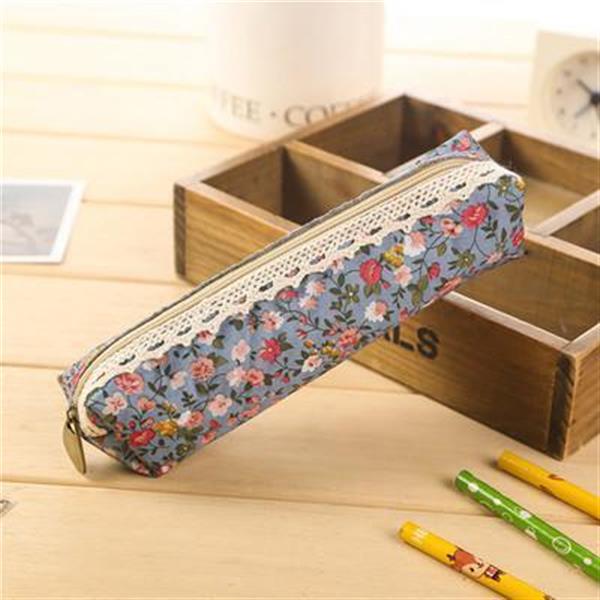 Grote foto kleine retro bloem etui bloemenkant schoolbenodigdheden tas make up tasje voor meisjes vrouwen verzamelen overige verzamelingen