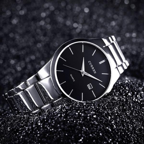 Grote foto mode eenvoudig horloge voor heren slanke roestvrijstalen band waterdicht voor heren quartz busines kleding dames horloges