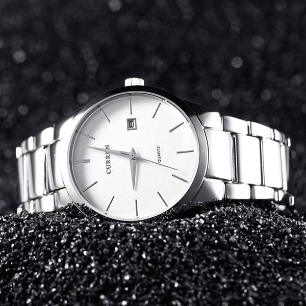 Grote foto mode eenvoudig horloge voor heren slanke roestvrijstalen band waterdicht voor heren quartz busines kleding dames horloges