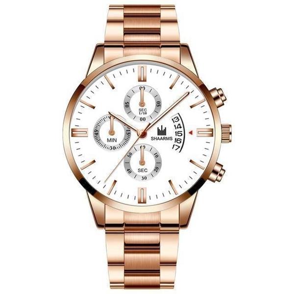 Grote foto luxe zakelijk horloge voor heren quartz roestvrijstalen band datumkalender met 3 subdials kleding dames horloges