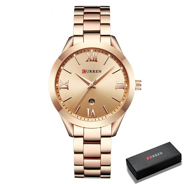 Grote foto luxe gouden horloge voor dames roestvrijstalen armband 3 atm quartz horloge polshorloge kleding dames horloges