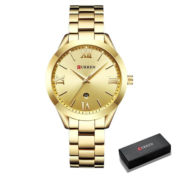 Grote foto luxe gouden horloge voor dames roestvrijstalen armband 3 atm quartz horloge polshorloge kleding dames horloges