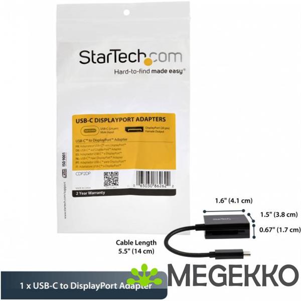 Grote foto startech.com cdp2dp grafische adapter displayport to usb c computers en software overige computers en software