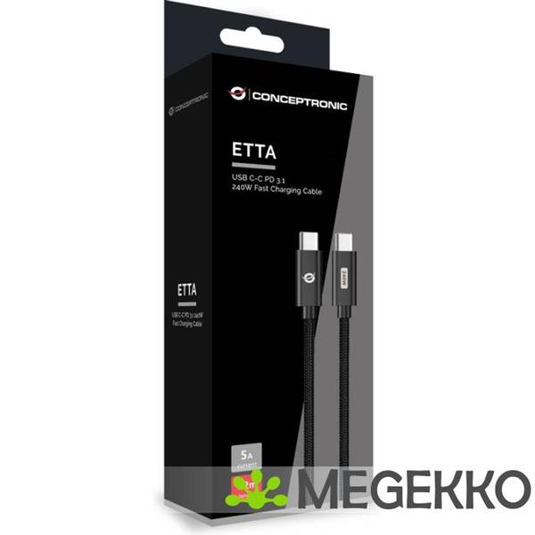 Grote foto conceptronic etta03b12 usb kabel 1 2 m usb 2.0 usb c zwart computers en software overige computers en software