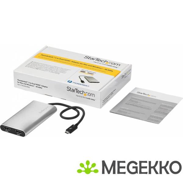 Grote foto startech.com thunderbolt 3 naar 2x hdmi adapter 4k 60hz mac en windows compatibel computers en software overige computers en software