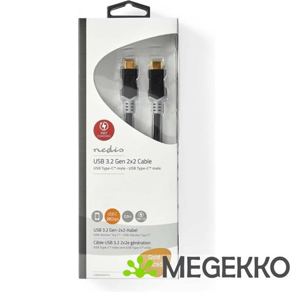Grote foto usb kabel usb 3.2 gen 2x2 usb type c male usb type c male 20 gbps 100 w verguld computers en software overige computers en software