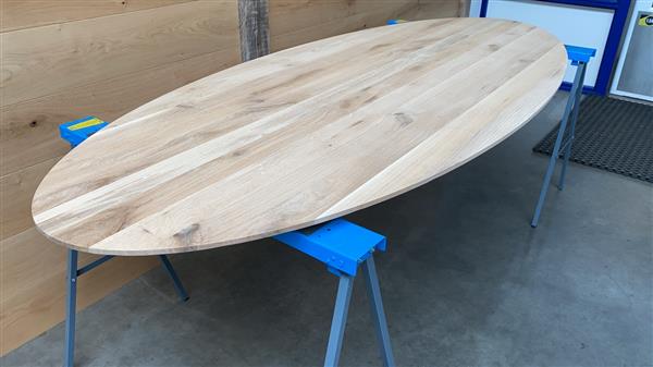 Grote foto ovale eiken tafelblad 40 mm dik 95x240cm doe het zelf en verbouw hout en planken