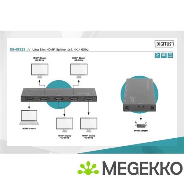 Grote foto digitus ds 45323 video splitter hdmi computers en software videokaarten