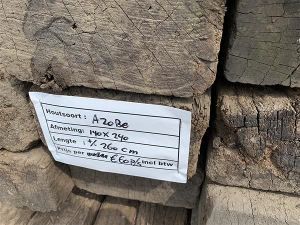 Grote foto biels azobe hardhout onbehandeld gebruikt 14x24x260 cm doe het zelf en verbouw hout en planken