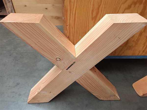 Grote foto douglas kruispoot tafel 250cm bouwpakket doe het zelf en verbouw hout en planken
