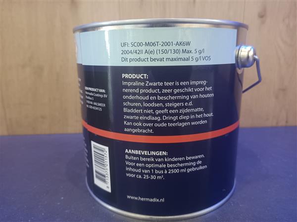 Grote foto zwarte teer hermadix 2.5l doe het zelf en verbouw hout en planken